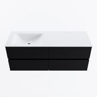 MONDIAZ VICA 130cm badmeubel onderkast Urban 4 lades. Wastafel CLOUD links 1 kraangat, kleur Talc. - thumbnail