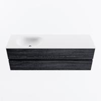 MONDIAZ VICA 150cm badmeubel onderkast Antracite 2 lades. Wastafel MOON links 1 kraangat, kleur Talc. - thumbnail