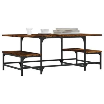 Salontafel 100x50,5x40 cm bewerkt hout gerookt eikenkleurig Salontafel 100x50,5x40 cm bewerkt hout gerookt eikenkleurig