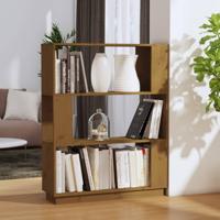Boekenkast/kamerscherm 80x25x101 cm massief hout honingbruin - thumbnail