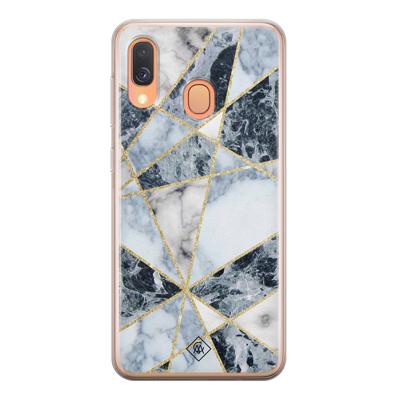 Samsung Galaxy A40 siliconen hoesje - Marmer blauw Samsung Galaxy A40 siliconen hoesje - Marmer blauw