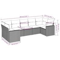 7-delige Loungeset met kussens poly rattan grijs - thumbnail