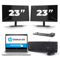 HP EliteBook 830 G5 - Intel Core i7-8e Generatie - 13 inch - 16GB RAM - 256GB SSD - Windows 11 + 2x 23 inch Monitor - thumbnail