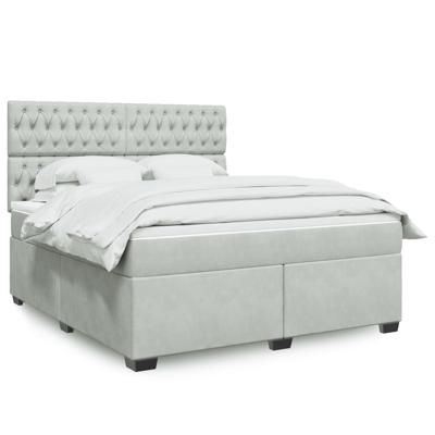 Boxspring met matras fluweel lichtgrijs 200x200 cm