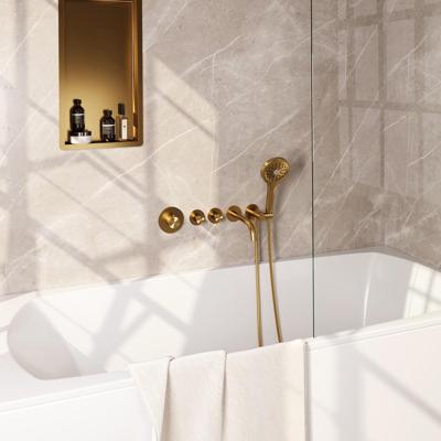 Inbouwthermostaatset Brauer Gold Carving Incl Baduitloop en 3 Standen Handdouche Goud Brauer