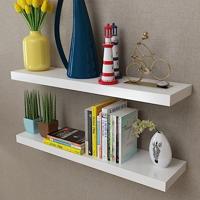 VidaXL Wandplanken mdf zwevend voor boeken/dvd wit 2 st - thumbnail
