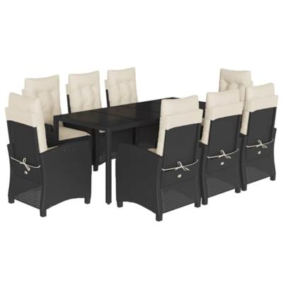 9-delige Tuinset poly rattan zwart