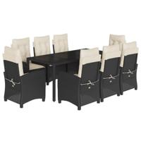 9-delige Tuinset poly rattan zwart - thumbnail