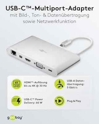 goobay USB-C Aluminium Multiport Adapter kaartlezer
