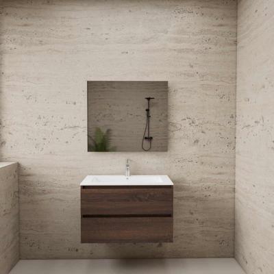 ACTIE BWS Badmeubel | Paris | Sonoma Choco 80 cm | Mat Wit Wastafel | 1 Kraangat