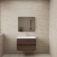 ACTIE BWS Badmeubel | Paris | Sonoma Choco 80 cm | Mat Wit Wastafel | 1 Kraangat - thumbnail