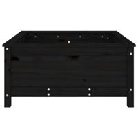 Plantenbak 82,5x82,5x39 cm massief grenenhout zwart - thumbnail