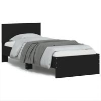 Bedframe met hoofdbord en LED-verlichting zwart 75x190 cm - thumbnail