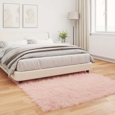 VidaXL Nep schapenvacht tapijt tafalla roze 120 x 120 cm polyester VidaXL Nep schapenvacht tapijt tafalla roze 120 x 120 cm polyester