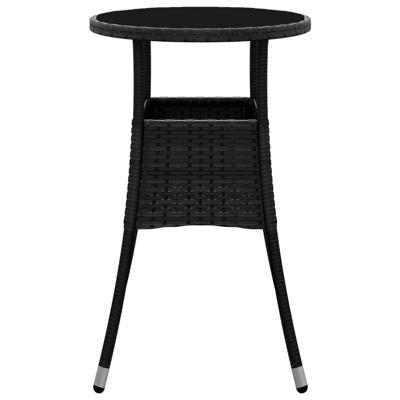 Tuintafel Ø60x75 cm gehard glas en poly rattan zwart - thumbnail