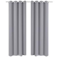 VidaXL Gordijn met metalen ringen verduisterend 270x245 grijs - thumbnail