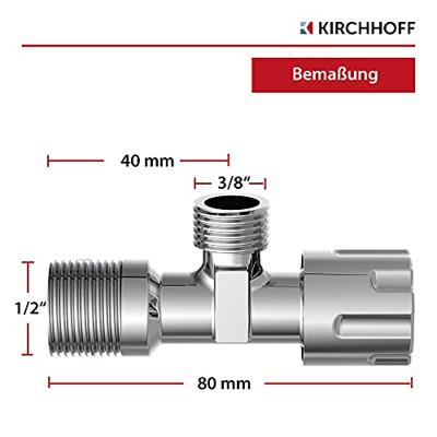 Kirchhoff Haakse-kraan, chroom, 1/2"ET x 3/8" ET x 10 mmQ, met rozet (2x) - 98625714