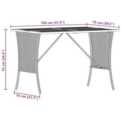Tuintafel met acaciahouten blad 105x75x72 cm poly rattan beige