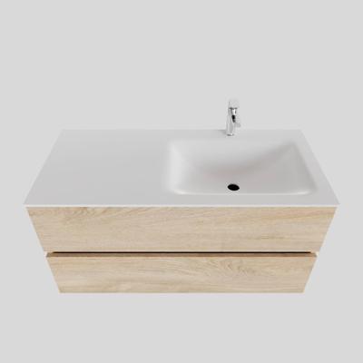 Badkamermeubel Solid Surface AQS Oslo 100x46 cm Rechts Wood Washed Oak Boss & Wessing Badkamermeubel Solid Surface AQS Oslo 100x46 cm Rechts Wood Washed Oak Boss & Wessing