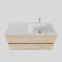 Badkamermeubel Solid Surface AQS Oslo 100x46 cm Rechts Wood Washed Oak Boss & Wessing - thumbnail