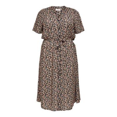 ONLY CARMAKOMA gebloemde jurk CARLOLLIEMMA zwart/oranje/groen ONLY CARMAKOMA gebloemde jurk CARLOLLIEMMA zwart/oranje/groen