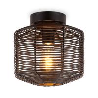 Boheemse stijl Plafondlamp - Bamboe Lampenkap - Ovaal - Zwart - Ø25 x 24 cm - E27 fitting - Ontworpen voor gebruik in slaapkamers en studeerkamers - Hoogte lampenkap: 21cm - thumbnail