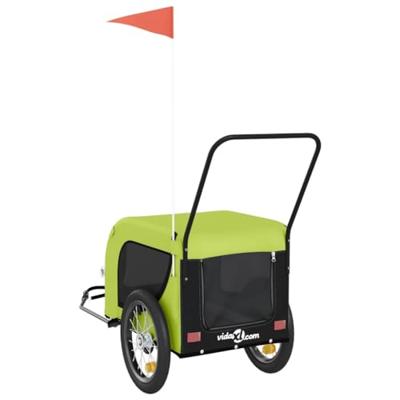 Hondenfietstrailer oxford stof en ijzer groen en zwart - thumbnail