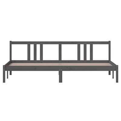 Bedframe massief hout grijs 200x200 cm Bedframe massief hout grijs 200x200 cm