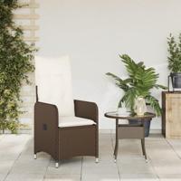 Tuinstoel verstelbaar met kussens poly rattan bruin - thumbnail