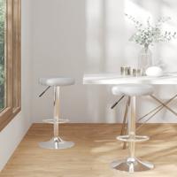 Barkrukken 2 st kunstleer grijs - thumbnail