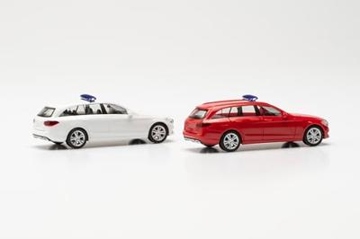 Herpa 013284-003 H0 Auto Mercedes Benz C-klasse combi met waarschuwingsbalk, rood en wit Herpa 013284-003 H0 Auto Mercedes Benz C-klasse combi met waarschuwingsbalk, rood en wit