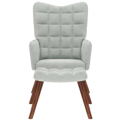 Relaxstoel met voetenbank fluweel lichtgrijs