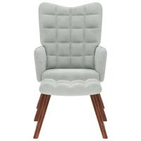 Relaxstoel met voetenbank fluweel lichtgrijs - thumbnail