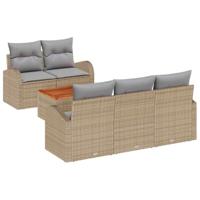 Tuinbankenset met opslag 6 pcs Beige en Licht Grijs poly rattan - thumbnail