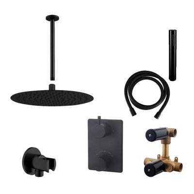 Wiesbaden Inbouw Regendouche Set 06 Caral Rechthoek Plafonduitloop Mat Zwart