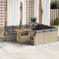11-delige Tuinset met kussens poly rattan beige - thumbnail