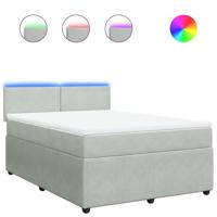 Boxspring met matras fluweel lichtgrijs 140x200 cm - thumbnail