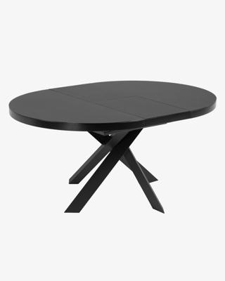 Kave Home Uitschuifbare Ronde Eettafel 'Vashti' 120-160 x 120cm, kleur zwart