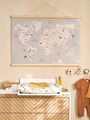 Muurkaart wereldkaart dieren hout Muurkaart wereldkaart dieren hout