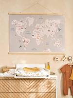 Muurkaart wereldkaart dieren hout - thumbnail