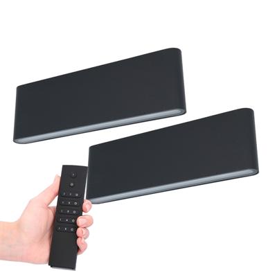 Set van 2 LED Wandlampen Dallas XL - Zwart - 3000K Warm wit - 24 Watt 2480 lumen - IP54 Waterdicht - Up & Down light - Incl. dimmer met afstandsbediening - Binnen & Buiten
