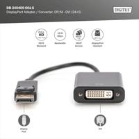 Digitus DB-340409-001-S DVI / DisplayPort Adapter [1x DisplayPort stekker - 1x DVI-bus 24+5-polig] Zwart Rond, Afgeschermd (dubbel), Afsluitbaar 15.00 cm - thumbnail
