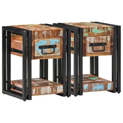 Nachtkastje 2 pcs 30 x 30 x 40 cm massief gerecycled hout