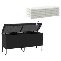 Tuinbox met wielen 160x55x75 cm poly rattan zwart - thumbnail