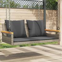 Schommelbank met kussens 109x62x40 cm poly rattan grijs - thumbnail