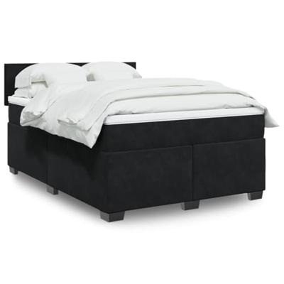 Boxspring met matras fluweel zwart 140x200 cm
