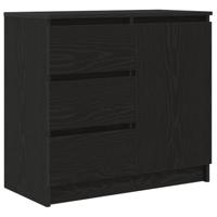 Dressoir met lade 71x35x65 cm spaanplaat zwart eikenkleurig - thumbnail