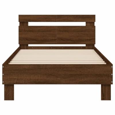 Bedframe met hoofdbord zonder matras bruin eiken 100x200 cm Bedframe met hoofdbord zonder matras bruin eiken 100x200 cm