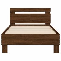 Bedframe met hoofdbord zonder matras bruin eiken 100x200 cm - thumbnail