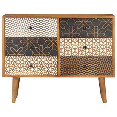 Dressoir met geprint patroon 90x30x70 cm massief mangohout